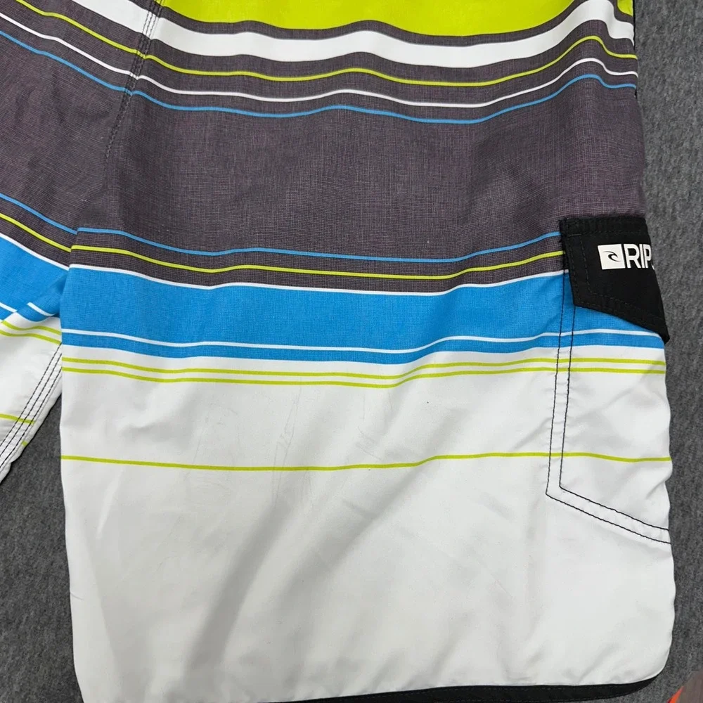 Rip Curl Swim Trunks Striped Board Shorts‎ Drawstring Pocket Surf Size 32